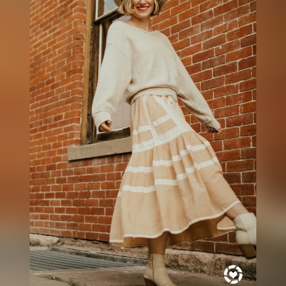 NWT Spell & the Gypsy Collective Cinder Midi Dress Nude Size L